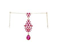 Hair Accessories Women Girl Rhinestone Forehead Headband Trend Head Chain Eyebrow Drop para ocasiones especiales y festivales(Rose red)
