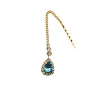Hair Accessories Women Girl Rhinestone Forehead Headband Trend Head Chain Eyebrow Drop para ocasiones especiales y festivales(Lightblue gold)