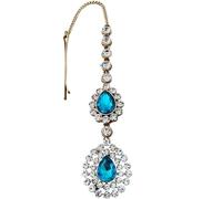 Hair Accessories Women Girl Rhinestone Forehead Headband Trend Head Chain Eyebrow Drop para ocasiones especiales y festivales(Lightblue golden)