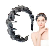 Hair Bands Teeth, No Slip Tooth Headband, 13.5cm/5.31 Inches Anti-Slip Design, Comfortable Flexible Fit, 2 Pieces Black, Grey, Hairstyling for Women Girls Daily Use Abs + Mesh