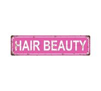 HAIR BEAUTY - Letrero de metal vintage de estaño, letrero de calle, decoración del hogar, decoración de habitación, decoración de pared, decoración de baño, decoración de bar, decoración de cafetería