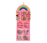 Hair Bow Organizer Bag - Mesh Pocket Wall Storage for Accessories | Polyester Fabric with Hanging Display Function, Decorative Holder for Girls Room Closet Door Vanity Nursery