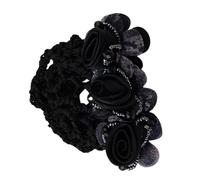 Hair Bun Cover, 8 x 8 x 5 cm, Snood Hairnet with Decorative Flowers, broche de clip seguro para el cabello, elegante para el desgaste o las ocasiones especiales, rojo, negro, rosa