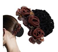 Hair Bun Covers, Flower Bun Nets, Hair Accessories for Women, Cloth Materials, Thick Thin Net Haired, Styling Solution for Buns, 3.15x3.15x1.97 Inches