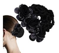 Hair Bun Covers, Flower Bun Nets, Hair Accessories for Women, Cloth Materials, Thick Thin Net Haired, Styling Solution for Buns, 3.15x3.15x1.97 Inches
