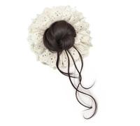 Hair Bun Scrunchies, Lace Ponytail, Hair Extensions, Natural Look Texture, Easy Clip on Style, Soft and Lightweight, for Women Girls Bride Sister Girlfriend Styling Use, 7.09 Inches