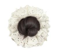 Hair Bun Scrunchies, Lace Ponytail, Hair Extensions, Natural Look Texture, Easy Clip on Style, Soft and Lightweight, for Women Girls Bride Sister Girlfriend Styling Use, 7.09 Inches