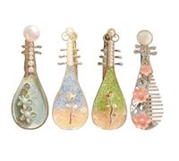Hair Clip, Head Barrettes, 1.97x0.79 Inches Alloy Material, Stringed Instrument Shaped with Pearl, 4 Pieces Hairstyle Accessories, Headwear Clasp for Women, Girls, School, Wedding