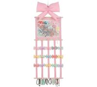 Hair Clip Holder Organizer - Webbing 95x35cm | Pink Bow Wall Storage Hooks Mesh Bag | Hair Accessories Organizer Headband Hairpin Hanging Door Closet For Bedroom Home Decor Apartment Dorm Girls Women