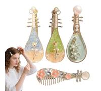 Hair Clip Set, Shaped Barrettes, 1.97x0.79 inches Stringed Instrument with Pearl Detail, Trendy Elegant Accessories, Stylish Hair Pins for School Wedding Festival, Concert, Women