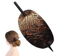 Hair Clip with Stick - Faux Leather Hair Barrette Hair Tie - Hair Slider Pin Ponytail Holders, Bohemian Style Hair Accessories Barrette for Women Girls