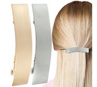 Hair Clips - Hair Claw | Rectangular Large Gold Silver Spring French Metal Hairs Clips, Retro Barrettes For Formal Events, Formal Ocasiones Elegant Look, Updos, Secure Hold Women & Girls