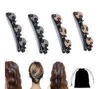 Hair Clips with Sparkling Crystal Stones, Double Layer Hair Clips for Women Girls, Braided Rhinestone Hair Clips for, Elegant Hair Styling Clips Rhinestone Hair Clip (D)