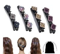 Hair Clips with Sparkling Crystal Stones, Double Layer Hair Clips for Women Girls, Braided Rhinestone Hair Clips for, Elegant Hair Styling Clips Rhinestone Hair Clip (E)
