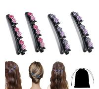 Hair Clips with Sparkling Crystal Stones, Double Layer Hair Clips for Women Girls, Braided Rhinestone Hair Clips for, Elegant Hair Styling Clips Rhinestone Hair Clip (B)