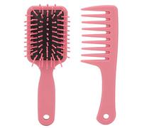 Hair Comb Brush Set Portable Scalp Massage Dry Wet Paddle Wide Tooth Pink Hair Brush Comb Set
