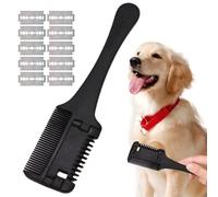 Hair Cutter Comb for Dog Cat - Cat Grooming Comb with 10 Replacement Razors - Portable Pet Grooming Safe Dog Comb for Long-Haired Cat Short-Haired Cat