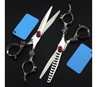 Hair Cutting Scissors,6Inch Jp 440C Steel Dragon Handle Scissor Gem Cutting Barber Haircut Thinning Shears Hairdresser Scissors,Thinning Scissor(Set)