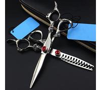 Hair Cutting Scissors,6Inch Jp 440C Steel Dragon Handle Scissor Gem Cutting Barber Haircut Thinning Shears Hairdresser Scissors,Thinning Scissor(Set With Bag)