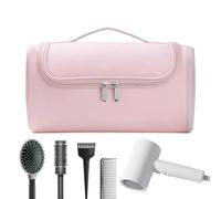 Hair Dryer Bag - Portable Heat Resistant Storage Case for Styling Tools | Large Capacity Travel Organizer with Zipper, Hair Tool Bag for Flat Iron Curling Beauty Accessories, 31.5x13.5x16.5cm Pink