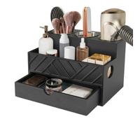 Hair Dryer Holder Wall Organizer with Drawer Removable Cups Wire Holes
