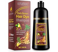 Hair Dye Shampoo 3 en 1 Cubre Canas, 500ML Black Hair Dye Shampoo 3 en 1, Champú Color Champu Tinte Canas Instantáneo Cubre Canas, Cobertura De Canas En En Minutos para Hombres Mujeres (Marrón Oscuro)