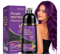 Hair Dye Shampoo 3 en 1 Cubre Canas, 500ML Black Hair Dye Shampoo 3 en 1,Hair Color, Champú Color Tinte Pelo Barba Champu Canas Instantáneo (Morado, 500)