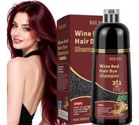 Hair Dye Shampoo 3 en 1 Cubre Canas, 500ML Black Hair Dye Shampoo 3 en 1,Hair Color, Champú Color Tinte Pelo Barba Champu Canas Instantáneo (Rojo, 500)