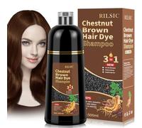 Hair Dye Shampoo 3 en 1 Cubre Canas, 500ML Black Hair Dye Shampoo 3 en 1,Hair Color, Champú Color Tinte Pelo Barba Champu Canas Instantáneo (Chestnut, 500)