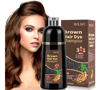 Hair Dye Shampoo 3 en 1 Cubre Canas, 500ML Black Hair Dye Shampoo 3 en 1,Hair Color, Champú Color Tinte Pelo Barba Champu Canas Instantáneo (Brown, 500)