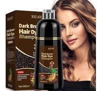 Hair Dye Shampoo 3 en 1 Cubre Canas, 500ML Black Hair Dye Shampoo 3 en 1,Hair Color, Champú Color Tinte Pelo Barba Champu Canas Instantáneo (Marrón oscuro, 500)