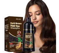 Hair Dye Shampoo 3 en 1 Cubre Canas, Brown Hair Dye Shampoo 3 en 1,Hair Color, Champú de Color Para el Cabello Instantáneo,Cobertura De Canas En Minutos para Hombres y Mujeres (Castaño Oscuro)