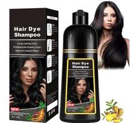 Hair Dye Shampoo, 3 en 1 Cubre Canas,Color de larga duración-500 ML-per capelli grigi, Cobertura De Canas En En Minutos para Hombres Mujeres-Negro