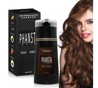 Hair Dye Shampoo - Champú para teñir el cabello marrón, champú instantáneo para hombres y mujeres con guantes y gorro para la cabeza, champú Hair Dye (marrón oscuro)