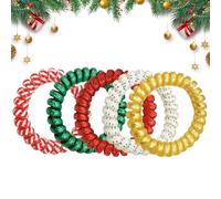 Hair Elastics - Christmas Spiral Scrunchies | Traceless Non Slip Coils Soft Stretchy Ties for Thin Thick Long Hair Women Girl Home Holiday Dating Travel Birthday Gym Commuting