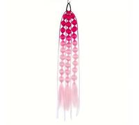 Hair extension, Bangs Hair Clip Synthetic Fishtail Plaited Braided Bangs 2 Pieces Natural False Hair Bang Front Braids Fringe Clip in Hair Extensions hairpieces for Women Hairpieces(Pink)