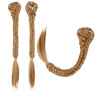 Hair extension, Bangs Hair Clip Synthetic Fishtail Plaited Braided Bangs One Pieces Natural False Hair Bang Front Braids Fringe Clip in Hair Extensions hairpieces(Gold)