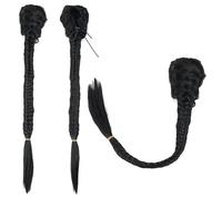 Hair extension, Bangs Hair Clip Synthetic Fishtail Plaited Braided Bangs One Pieces Natural False Hair Bang Front Braids Fringe Clip in Hair Extensions hairpieces(Black)