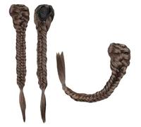Hair extension, Bangs Hair Clip Synthetic Fishtail Plaited Braided Bangs One Pieces Natural False Hair Bang Front Braids Fringe Clip in Hair Extensions hairpieces(Brown)