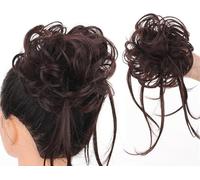Hair extension, Bun Hair Piece Synthetic Messy Bun Hair Piece Curly Hair Bun Extensions with Straight Tails Elastic Band Curly Chignon False Hairpieces Ponytail Extensions(Natural)