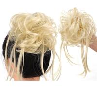 Hair extension, Bun Hair Piece Synthetic Messy Bun Hair Piece Curly Hair Bun Extensions with Straight Tails Elastic Band Curly Chignon False Hairpieces Ponytail Extensions(Gold)