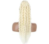 Hair extension, Ponytail Hair Extension Long Wave Curly Drawstring Ponytail 22" Synthetic Clip In Ponytail Extensions(White)