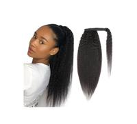 Hair Extensions 12 "-26" De Largo Yaki Recta Cola Caballo Envolvente Alrededor Del Clip Postizo La En El Pelo Brasileño Remy Extensión Rizada For Las Mujeres Negras(18inches)