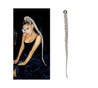 Hair Extensions Cola de caballo sintética con banda de goma for el pelo, extensiones de cabello trenzado de crochet con trenzas de boxeo largas(Silver Grey)