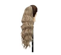 Hair Extensions Cola de caballo sintética larga rubia con cuerpo ondulado y cordón for mujer, extensiones de cabello con clip for cola de caballo negra y marrón(Natural Blonde)