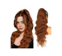 Hair Extensions Cola de caballo sintética larga rubia con cuerpo ondulado y cordón for mujer, extensiones de cabello con clip for cola de caballo negra y marrón(Orange)
