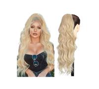 Hair Extensions Cola de caballo sintética larga rubia con cuerpo ondulado y cordón for mujer, extensiones de cabello con clip for cola de caballo negra y marrón(Blonde)