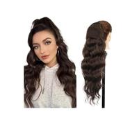 Hair Extensions Cola de caballo sintética larga rubia con cuerpo ondulado y cordón for mujer, extensiones de cabello con clip for cola de caballo negra y marrón(Natural Brown)
