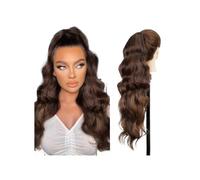 Hair Extensions Cola de caballo sintética larga rubia con cuerpo ondulado y cordón for mujer, extensiones de cabello con clip for cola de caballo negra y marrón(Chocolate Brown)