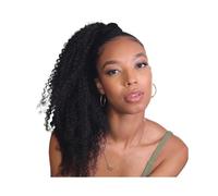 Hair Extensions Cola de caballo trenzada de 12 a 26 pulgadas, Cola de caballo afro rizada con cordón, cabello humano brasileño con extensiones afro con clip, Cola de caballo Remy(14Inch 150g)
